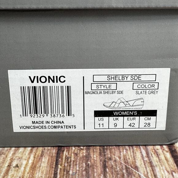 NEW Vionic SHELBY Size 11 Gray Suede Mary Jane Loafers Shoes Elastic Strap Flats - Picture 11 of 12